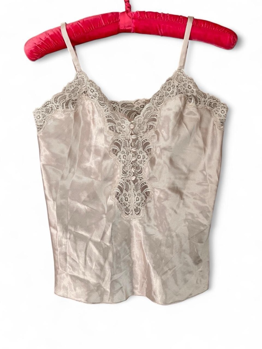 Vintage lace lingerie cami tank - satin champagne - medium - excellent condition